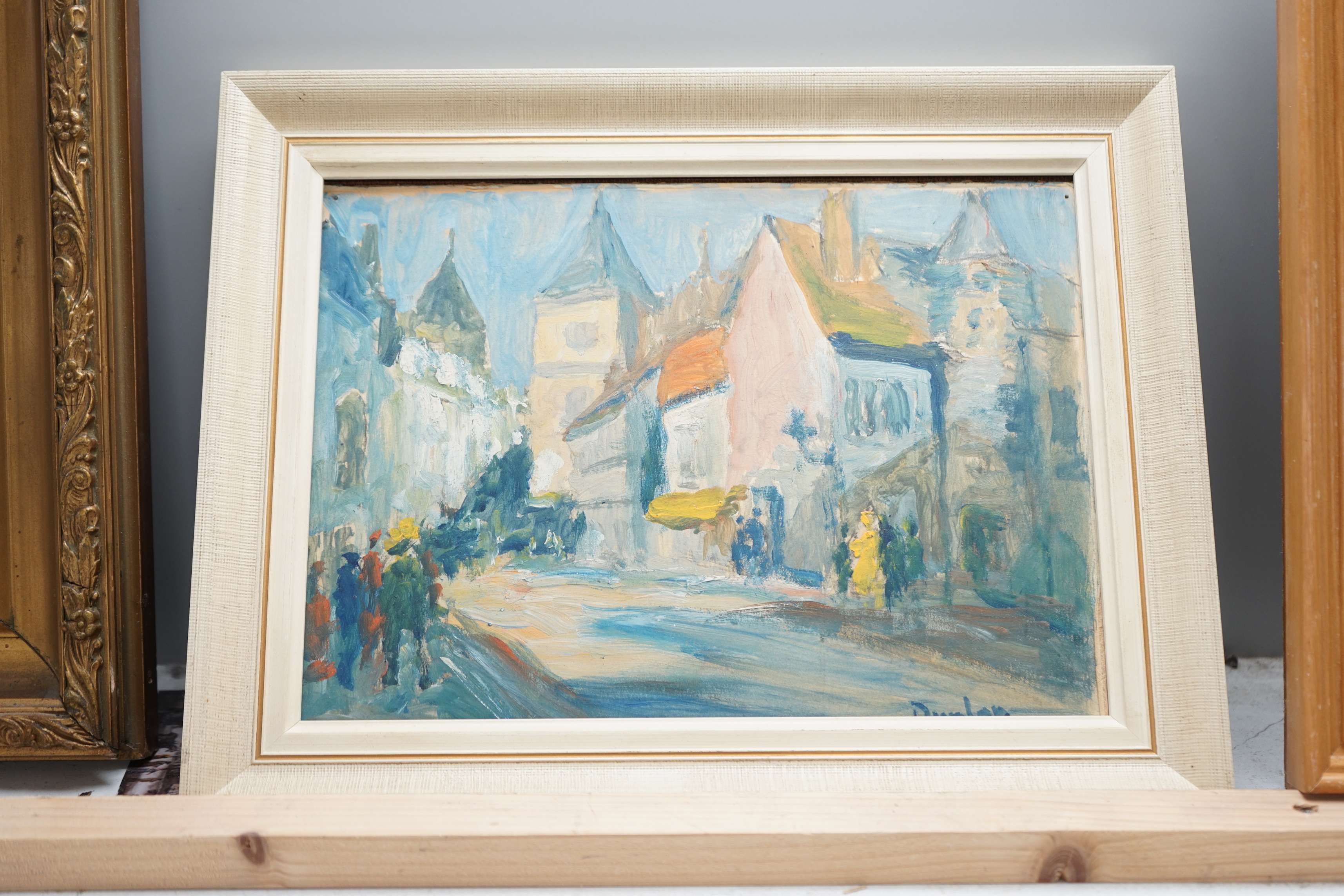 Ronald Ossory Dunlop RA (Irish, 1894-1973) Impressionist oil on board, Street scene, signed, 19 x 26cm